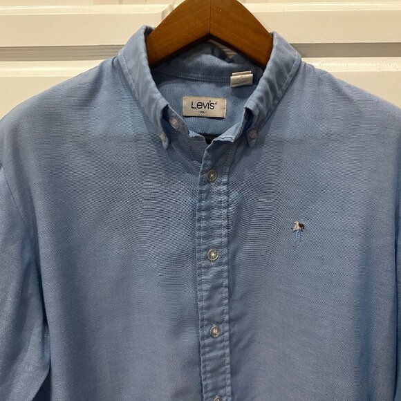 Vintage LEVI'S Chambray Rockabilly Button Down Shirt Men's Size XL Work Utility - Picture 1 of 9